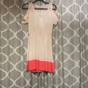Beige and coral dress